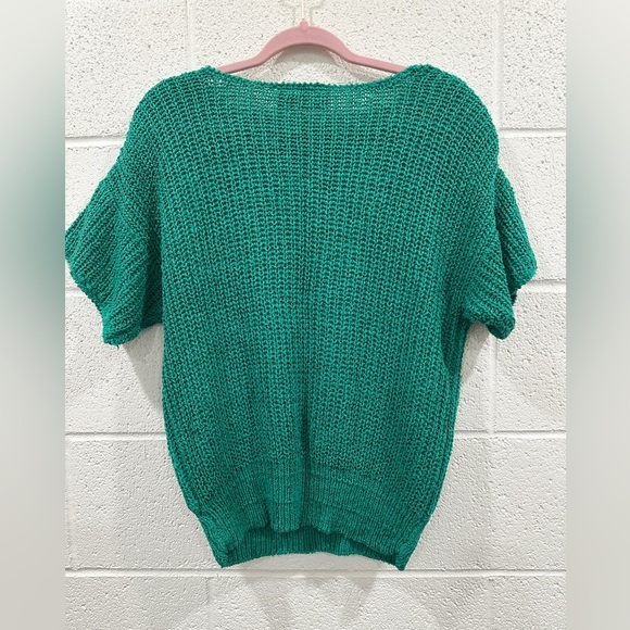 Vintage Liz Claiborne Silk Blend Green Knit Sweater w/ Arm Pads S - Picture 4 of 4